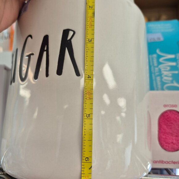 Rae Dunn Ceramic Sugar Canister With Lid - White & Black - Farmhouse Kitchen Sto - Picture 2 of 2